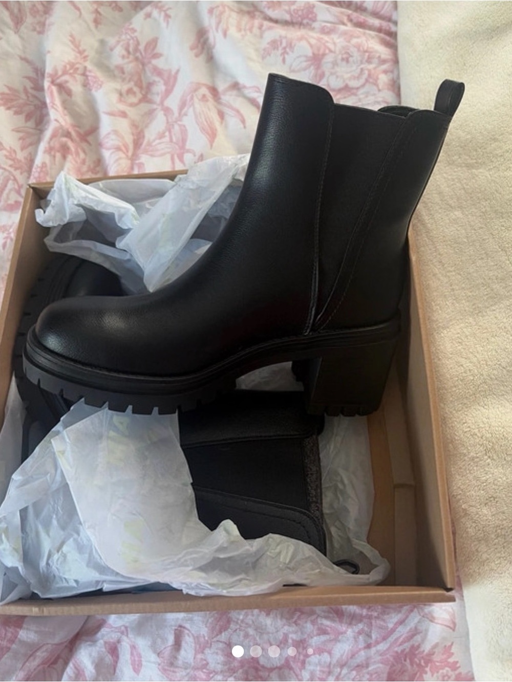 MIA Black Lug Sole Chelsea Ankle Boots